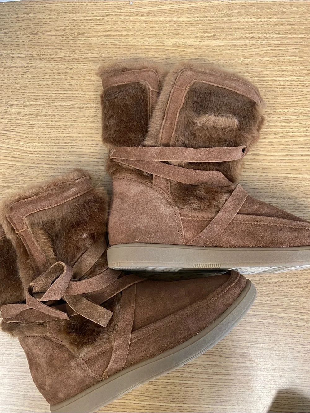Brown Faux Fur Suede Winter Boot - Women